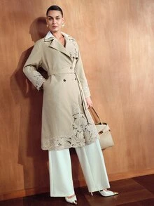 MOTF WOMEN'S LONG SLEEVE CASUAL TRENCH COAT JACKET - Khaki - View 7