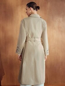 MOTF WOMEN'S LONG SLEEVE CASUAL TRENCH COAT JACKET - Khaki - View 4
