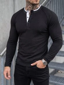 Manfinity CasualCool Men's Colorblock Casual Versatile Daily Wear T-Shirt - Black - View 4