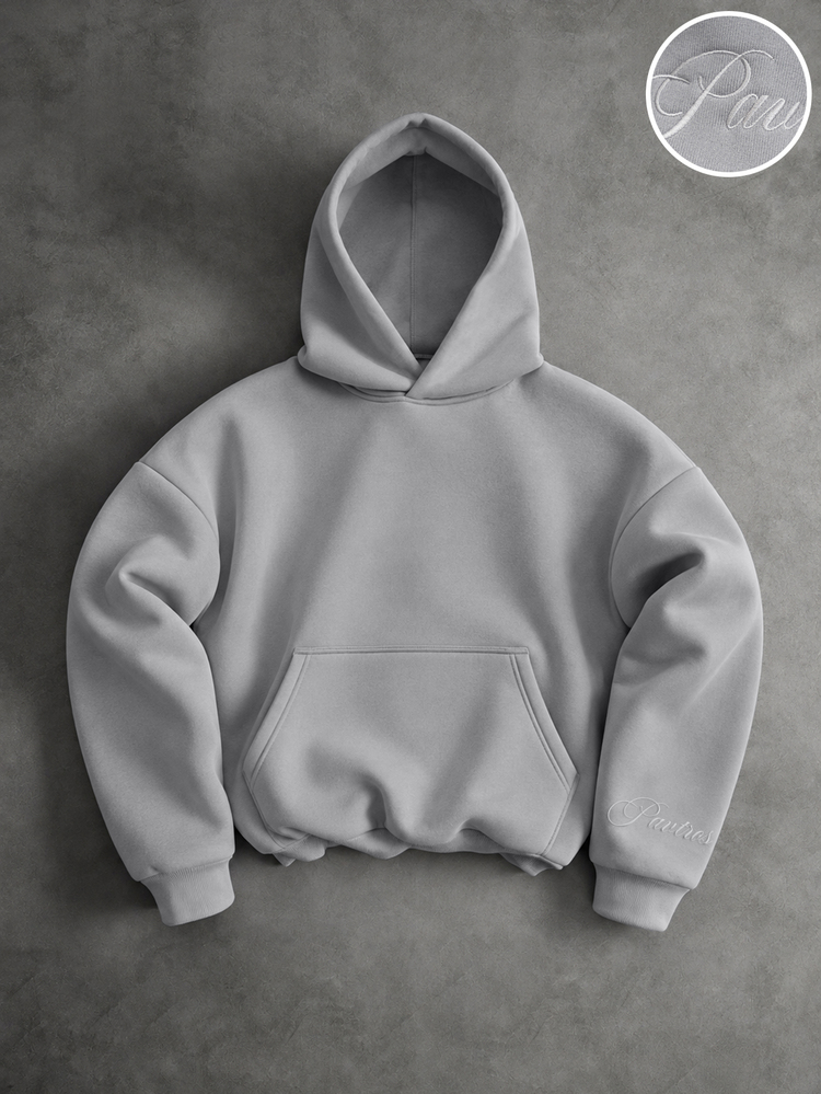 PAVTROS Sweatshirt Hoodie Pria Model Longgar, Aksen Bordir Inggris, Tema Milenium, Hadiah Natal & Halloween - Light Grey - View 1