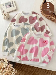 SHEIN 3PCS Young Girls Sweatshirts - Multicolor - View 2