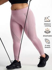 Innovista Innovista Women's Plus Size Crocodile Texture Bonded Leggings High Waist Tummy Control Booty Lift Squat Proof High Stretch Gym Yoga Training Activewear - Rusty Rose - View 5