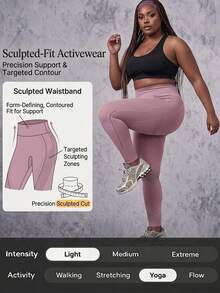 Innovista Innovista Women's Plus Size Crocodile Texture Bonded Leggings High Waist Tummy Control Booty Lift Squat Proof High Stretch Gym Yoga Training Activewear - Rusty Rose - View 3