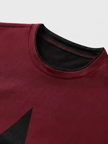 Athstrex Men's Plus Size Star Print Colorblock 2 In 1 T-Shirt - Red - View 4