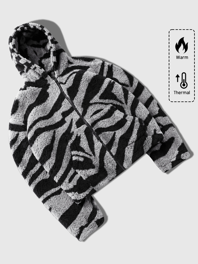Herren Jacke & Mantel Herbst/Winter Thermisch gefüttert Verdickt Zebramuster Jacke Oberbekleidung Unisex