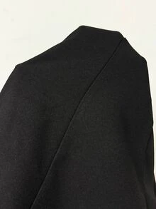 SHEIN PETITE 優雅兩件式套裝，單扣西裝外套與西裝褲套組，秋季通勤辦公商務企業穿著，適合嬌小女性 - 黑色 - 查看 8
