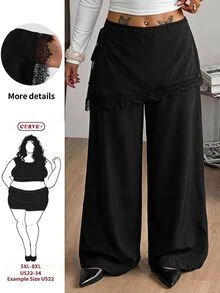 SHEIN CURVE+ Chân váy da màu đen size lớn 22W cho nữ, mùa thu/đông - màu đen - Xem 7