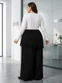 SHEIN CURVE+ Chân váy da màu đen size lớn 22W cho nữ, mùa thu/đông - màu đen - Xem 2