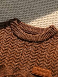 Baby Boy Cable Knit Sweater And Knitted Pants Set Winter - Khaki - View 4