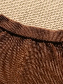 Baby Boy Cable Knit Sweater And Knitted Pants Set Winter - Khaki - View 7