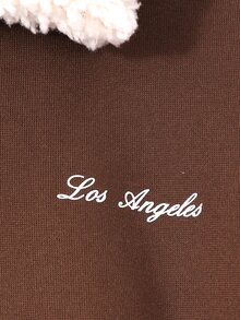 Tween Boys Sherpa Collar Fleece Sweatshirt, Fall Style Warm Lined Pullover Long Sleeve Tops - Coffee Brown - View 4