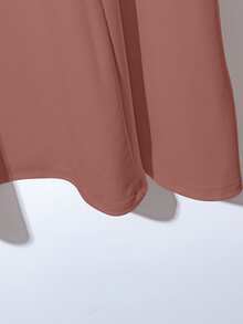 SHEIN Women's Elegant Round Neck Short Sleeve Solid Color White Long Knit Dress - Dusty Pink - View 7