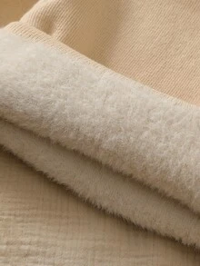 男嬰卡通熊貼布長袖高領毛衣冬季款 - 卡其色 - 查看 3