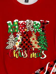 Daypath Men's Christmas Tree Print Short Sleeve Top And Plaid Long Pants Christmas Loungewear Set - Red - View 3