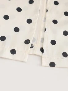 SHEIN Women's Elegant Polka Dot Print Wrap Waist Ruched Button Decor Slimming Long Dress, Suitable For Spring/Summer Outings And Dates - Multicolor - View 7