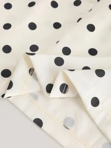 SHEIN Women's Elegant Polka Dot Print Wrap Waist Ruched Button Decor Slimming Long Dress, Suitable For Spring/Summer Outings And Dates - Multicolor - View 6