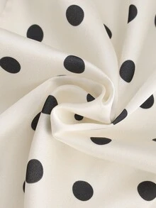 SHEIN Women's Elegant Polka Dot Print Wrap Waist Ruched Button Decor Slimming Long Dress, Suitable For Spring/Summer Outings And Dates - Multicolor - View 8