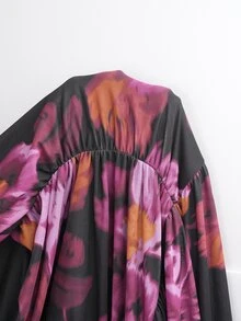 GalTyme Plus Size Women's Elegant Floral Print Strapless Dress, Spring/Summer - Multicolor - View 7
