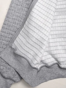 SHEIN Tween Girls Casual Knit Kids Textured Light Gray Versatile Autumn/Winter Jacket - Grey - View 11