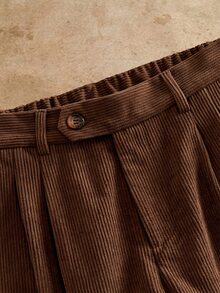 HIMLAND Men's Casual Woven Elastic Waist Vertical Striped Tapered Cropped Pants Halloween Christmas Winter Party Autumn - Brown - View 3