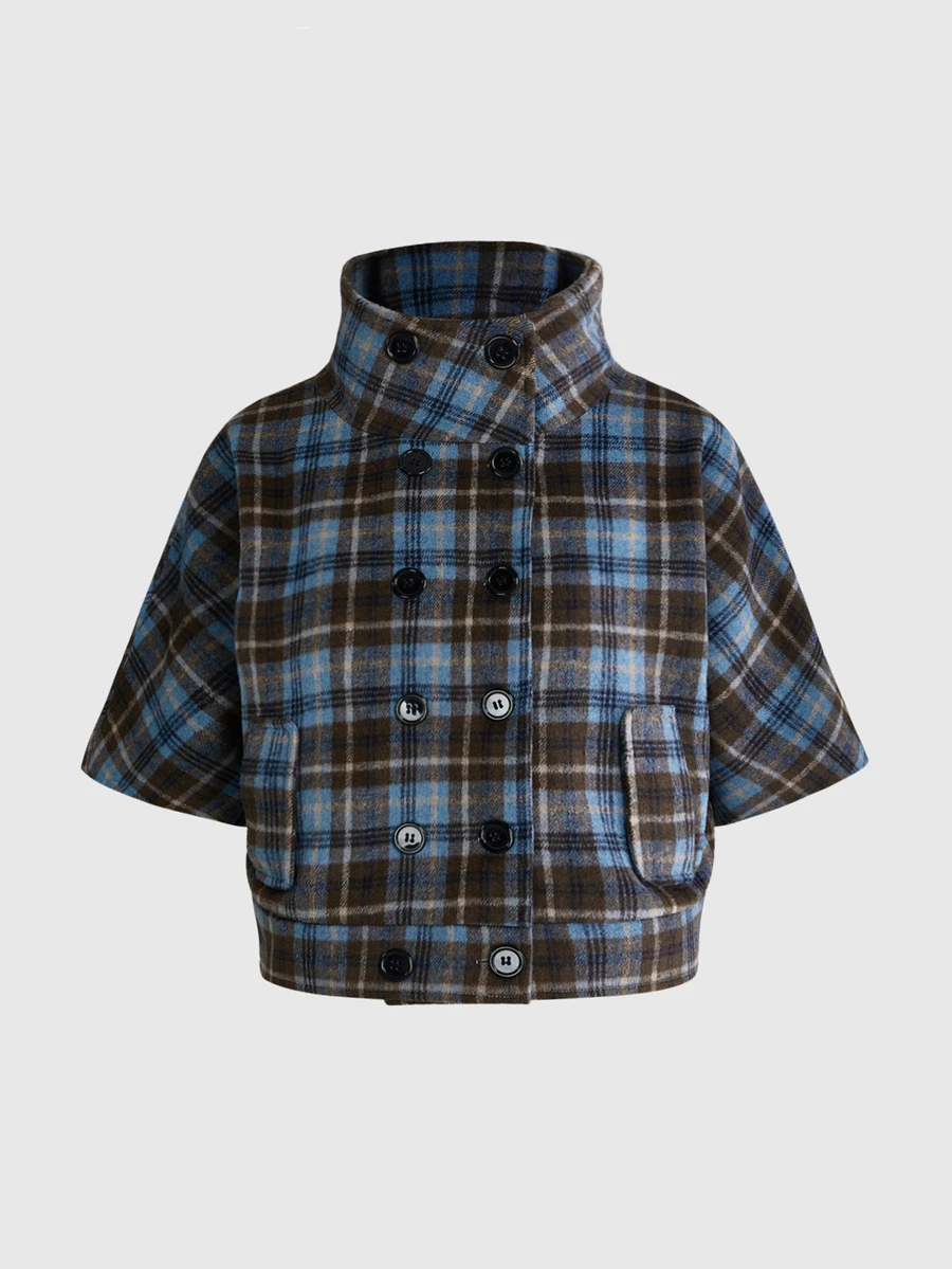Sweetness Women's Autumn/Winter Vintage Plaid Tweed Jacket With Attached Sleeves - Multicolor - View 1