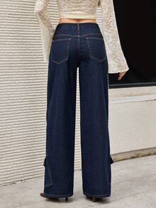 Flexra Women's Casual Daily Denim Jeans With Pocket And Button - Blue - View 9