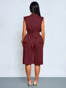 SOLERSUN Elegant Sexy Burgundy Twisted Cold Shoulder Backless High Slit ...