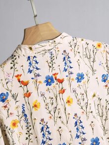 Mulvari 女款休閒優雅碎花保守長袖阿拉伯風長洋裝，冬季米色碎花鄉村風正式洋裝 - 彩色 - 查看 8
