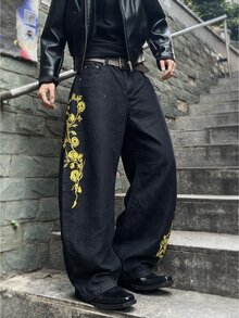 RivetRise Men's Denim Curved Leg Pants - Black - View 3