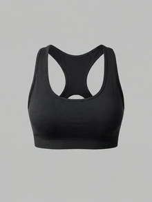 Sweetra Women's Black Seamless Plus Size Sports Bra - Black - View 1
