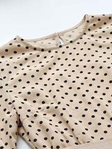 Hansera Women's Polka Dot Print Long Sleeve Top And Pants 2 Pieces Set - Apricot - View 5
