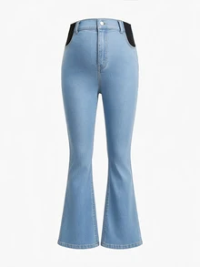 SHEIN Bộ 3 quần jeans bầu ống loe thường ngày đa năng có túi, nhiều màu - Nhiều màu - Xem 4
