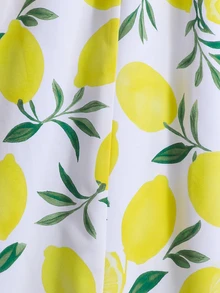 SHEIN Tween Girl Summer Lemon Print Suspender Mini Dress, White And Yellow, Boho Tropical Cute, Holiday, Vacation, Outfit - Multicolor - View 8