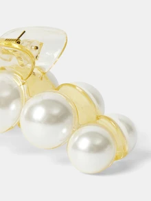 Aravennia 1pc Ladies' Apricot Faux Pearl Decor Hair Clamp Shape, Suitable For Daily Use Elegant Hair Clips Hair Accessories - Apricot - View 6