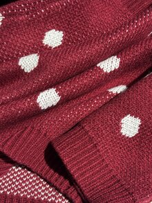 Young Girl Fashion Jacquard Long Sleeve Sweater And Pleated Mini Skirt Set For Outing Winter - Red - View 6