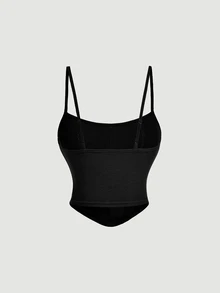 SHEIN MOD 女款純色修身百搭日常穿著細肩帶背心上衣 2件組 黑色酒紅 夏季休閒性感 外出夜店舞廳穿搭 - 酒紅色 - 查看 8
