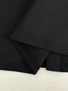 Balvessa High Waist Double-Row Gold Button Front Zipper Slim Fit Knee-Length Pencil Commuter Skirt For Women - Black - View 5