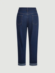 Selenza Women's Pocket Frayed Hem Button Versatile Summer Jeans Graduation Navy Blue Casual School - Blue - View 4