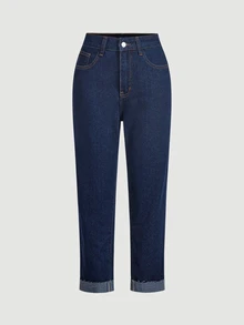 Selenza Women's Pocket Frayed Hem Button Versatile Summer Jeans Graduation Navy Blue Casual School - Blue - View 3