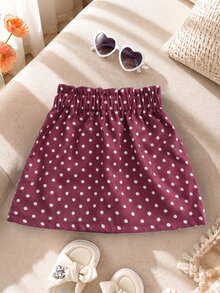 SHEIN Young Girls' Fashion Casual Princess Fairy Burgundy Heart Pocket Skirt , School Style,Christmas Party,New Year Party,Winter,Casual For Going Out - Burgundy - View 2