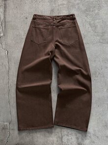 AXEPEAK Men's Washed Brown Fashion Zipper Long Sleeve Top - Khaki - View 9