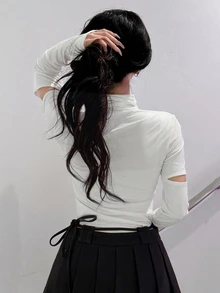 FRIFUL Women's Solid Color Casual Versatile Daily T-Shirt - White - View 6