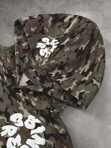 STYNVO Men's Camouflage Print Long Sleeve Hoodie - Army Green - View 3