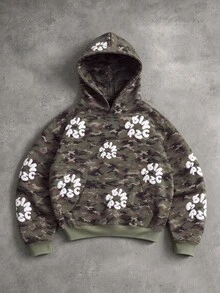 STYNVO Men's Camouflage Print Long Sleeve Hoodie - Army Green - View 1