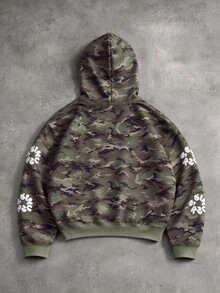 STYNVO Men's Camouflage Print Long Sleeve Hoodie - Army Green - View 2