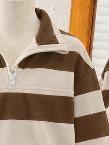 Tween Girl Striped Colorblock Long Sleeve Versatile Sweatshirt - Multicolor - View 7