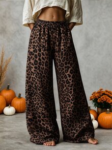 Omancia Women's Autumn/Winter Leopard Print Pocket Loose Fit Dress - Multicolor - View 3
