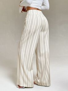 SHEIN PETITE Women's Striped Casual Daily Wear Long Pants - Multicolor - View 2