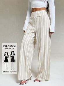 SHEIN PETITE Women's Striped Casual Daily Wear Long Pants - Multicolor - View 9