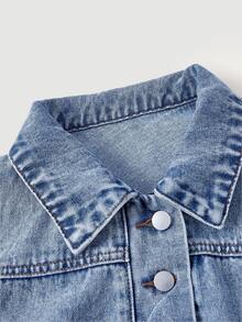 Slaydiva One-Sleeve Asymmetrical Loose Plus Size Denim Jacket,Fall/Winter - Blue - View 10